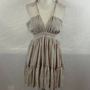 Reset Halter Dress M Pale Pink Green Dotted Ruffle Full Skirt New NWT